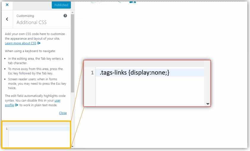 how to hide tags in website