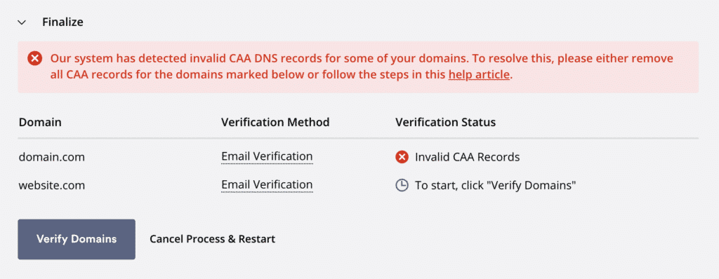 invalid CAA record zero SSL