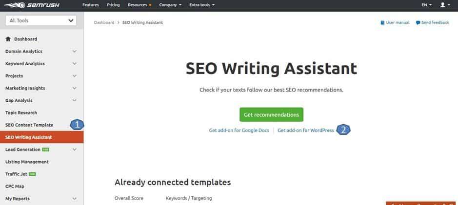 semrush seo writing assistant wordpress