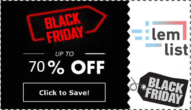 Lemlist Black Friday Cyber Monday Lifetime Deal - AppSumo 70% Discount