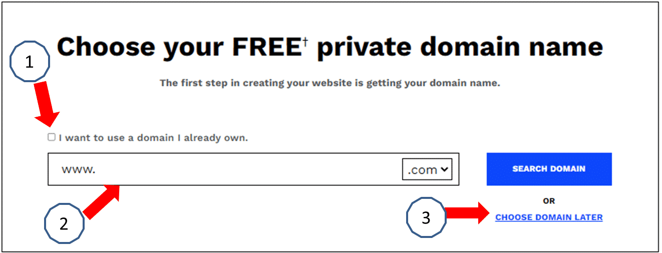 Choose your FREE† private domain name