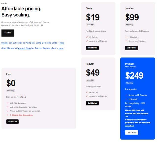 Autoblogging.ai Pricing